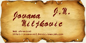 Jovana Miljković vizit kartica
